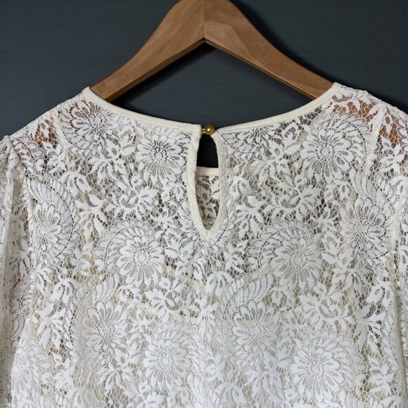 Michael Kors Lace Long Sleeve Ivory White Blouse Size Medium Party - Picture 13 of 15